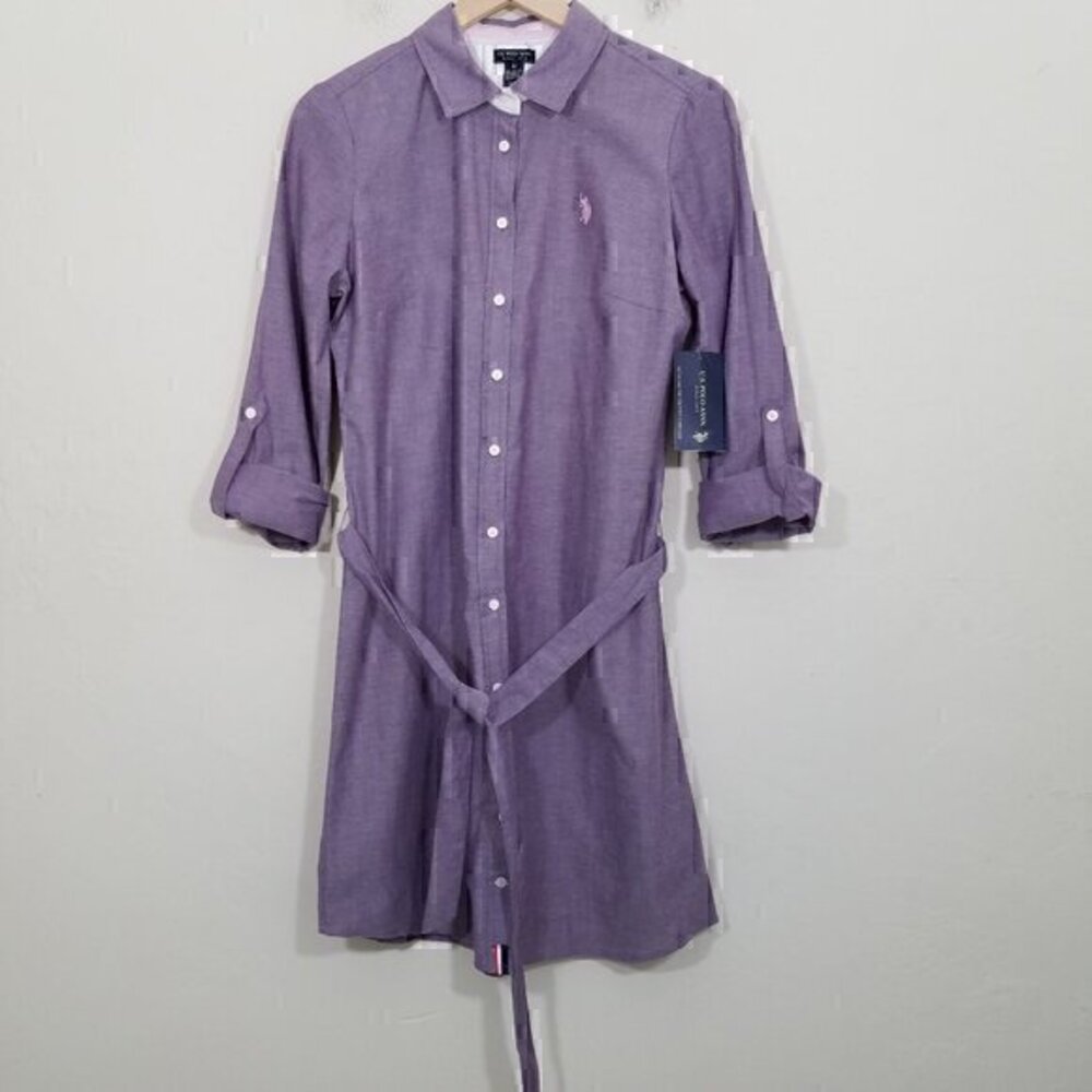 NWT U.S. Polo Assn. Purple Long Sleeve Button Down Dress Shirt Size M